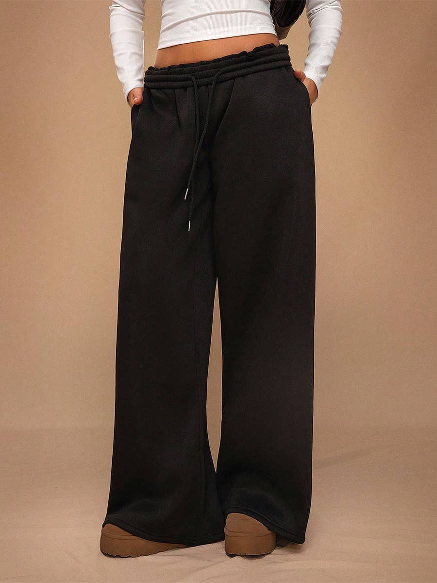 Fleece Lined Wide Leg Jogger Sweatpants