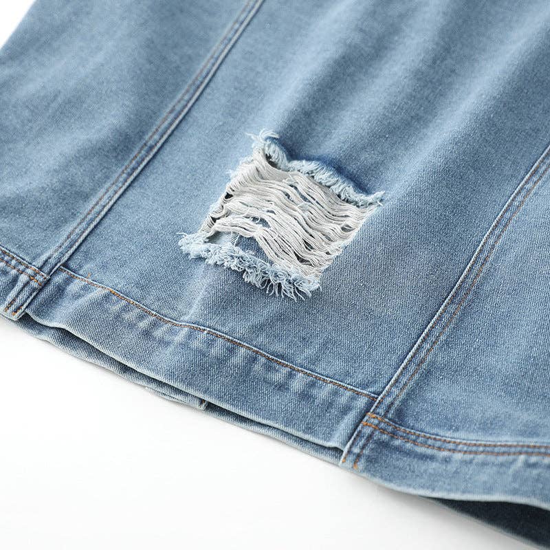 Loose Sequin Ripped Denim Coat