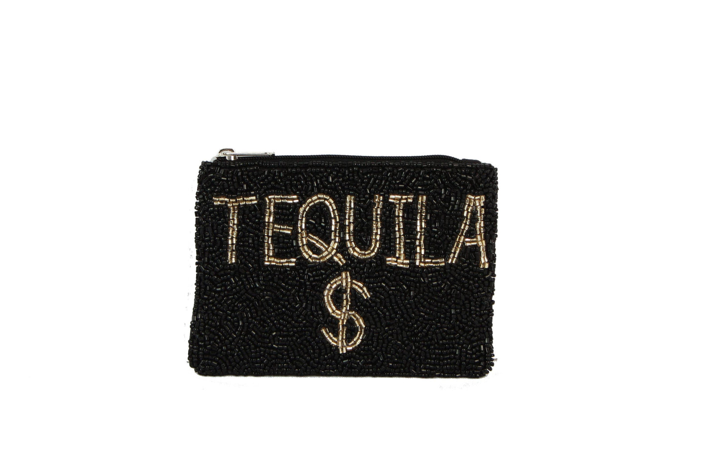 Ladies Fully Beaded White Tequila Theme Coin Purse