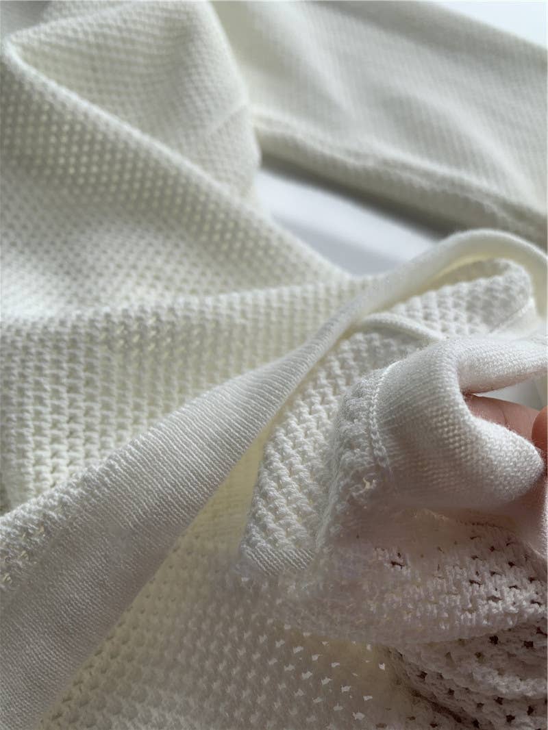 Hooded Knit Pullover: White / Missy / One Size