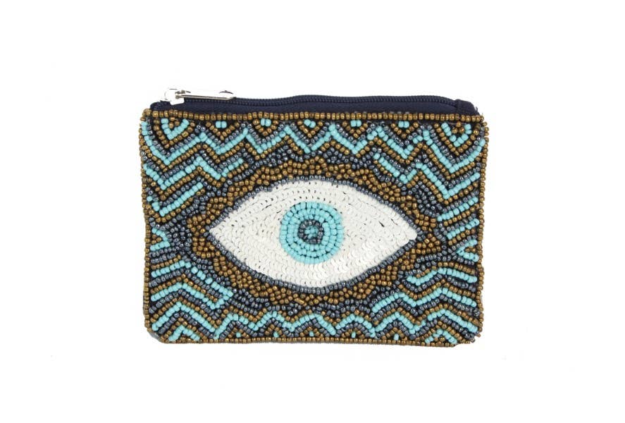Evil Eye Fully Beaded Ladies Coin Purse
