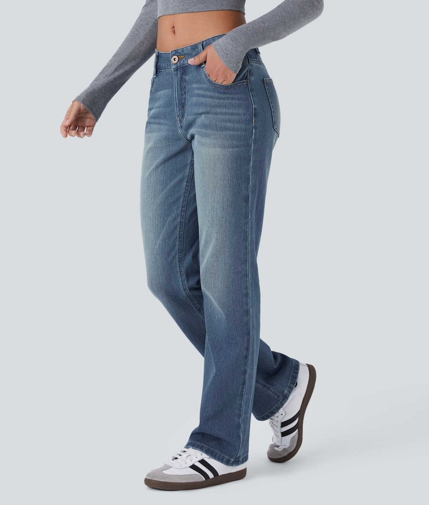 Halara Rise Button ZipperBootcut Jeans