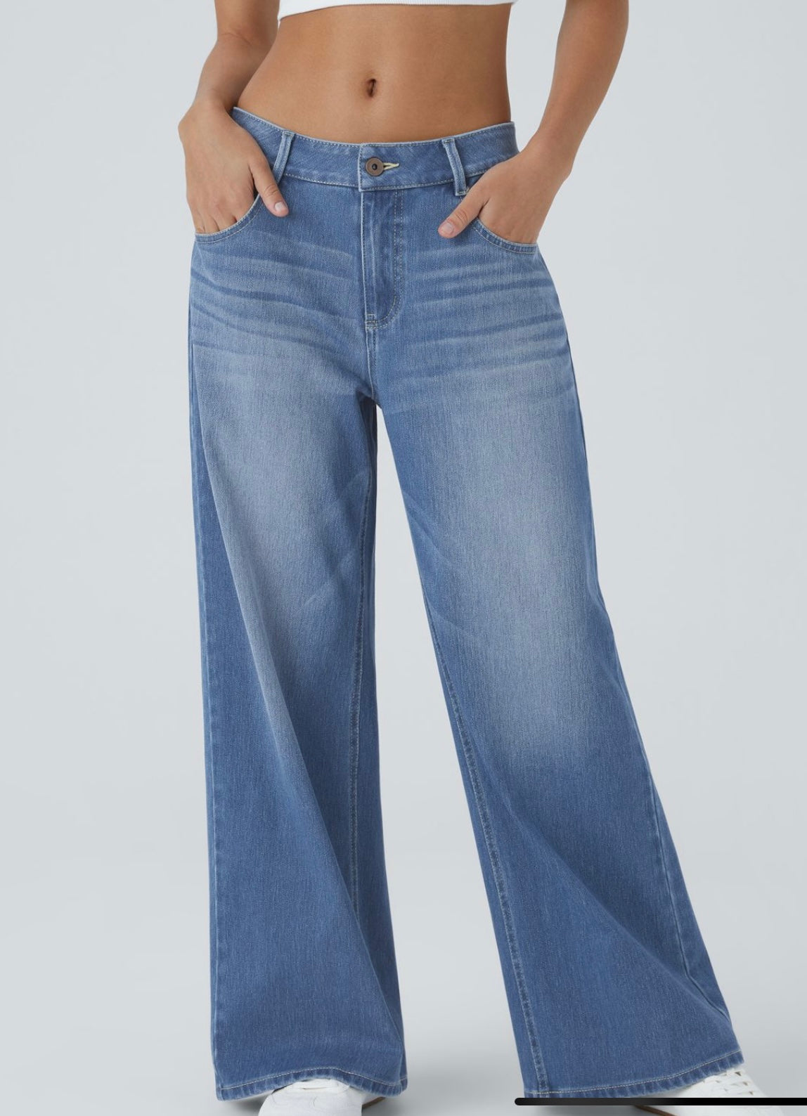 Halara Flex Low Rise Button Zipper Wide Leg Jean