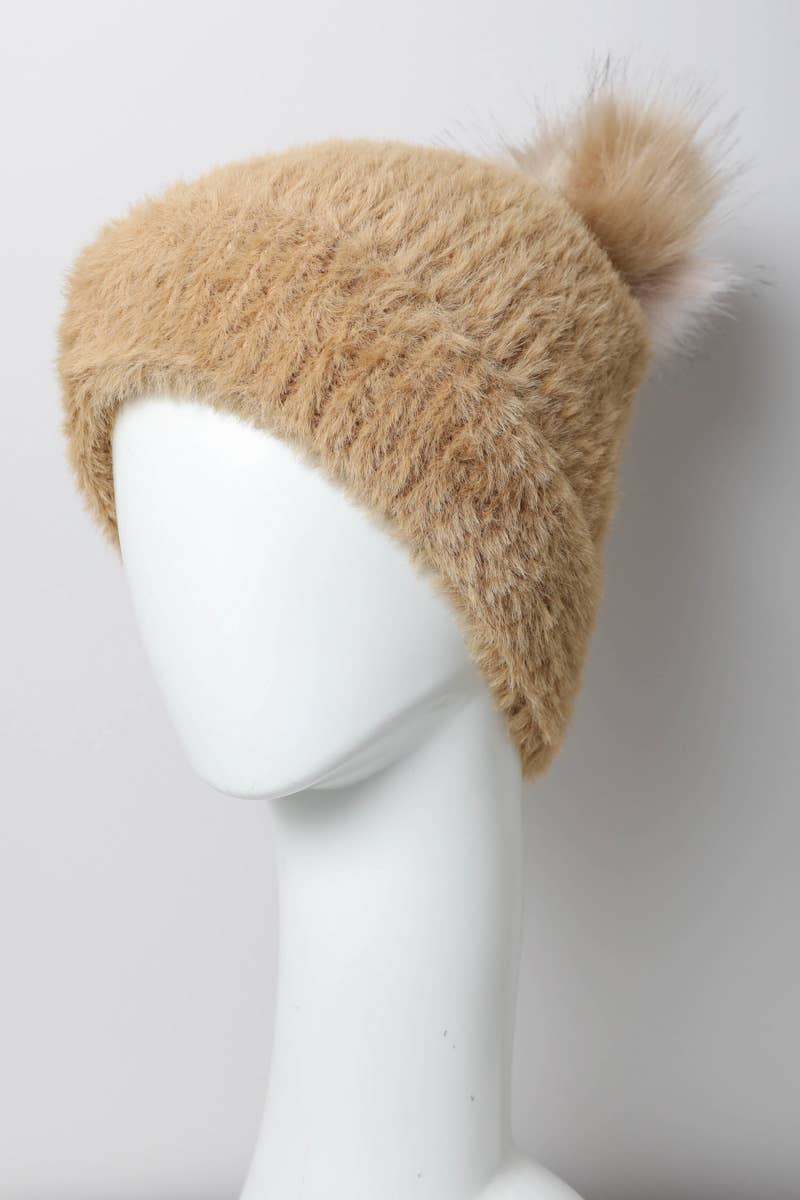 Plush Faux Mohair Knit Beanie for Winter Warmth 🤎: Black