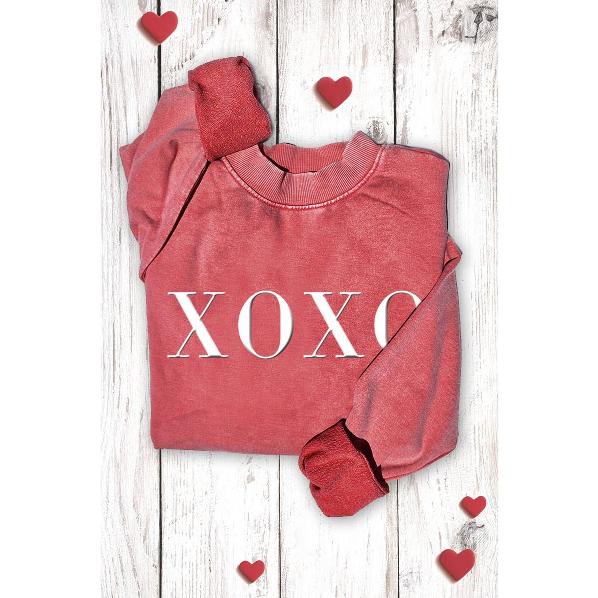XOXO MINERAL GRAPHIC SWEATSHIRTS: MINERAL VINTAGE RED