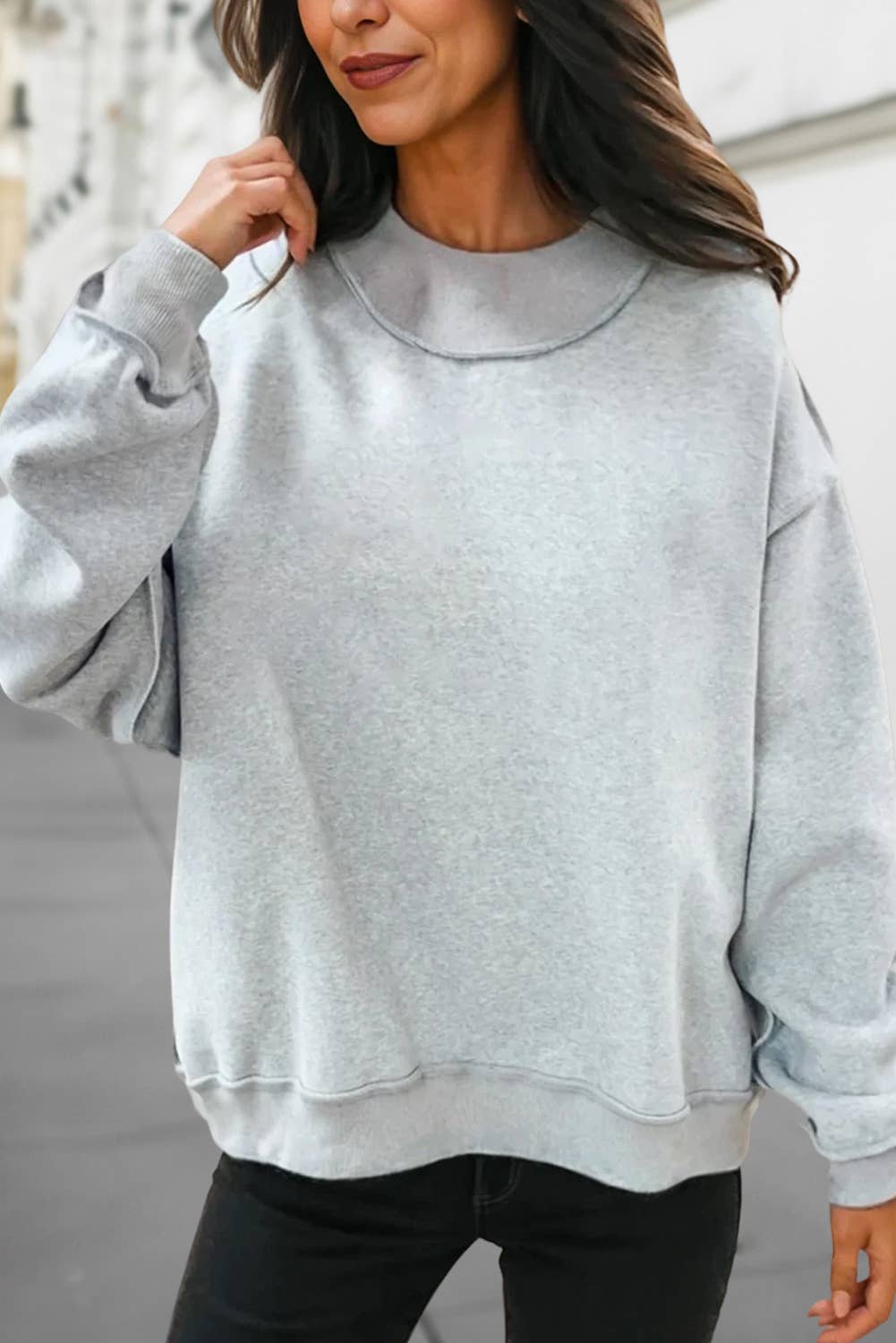 Reversible Oversized Mock Neck Sweatshirt