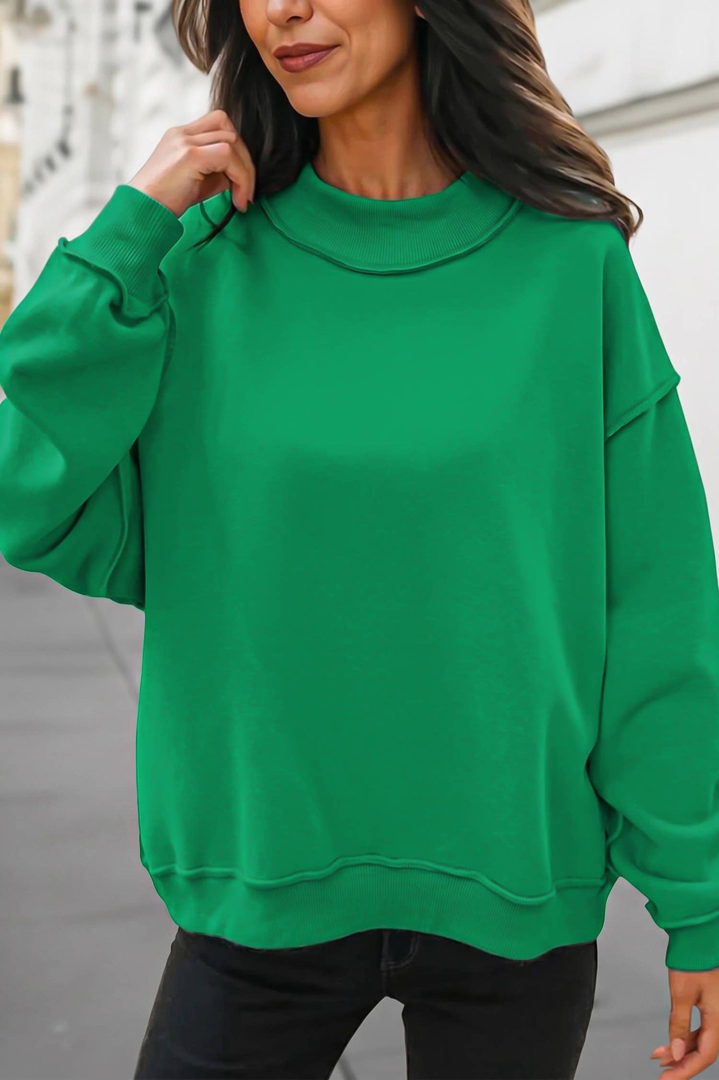 Reversible Oversized Mock Neck Sweatshirt