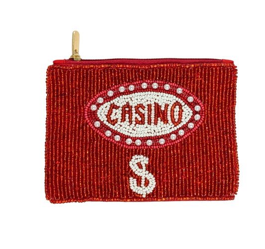 Ladies Casino Money Themed Beaded Coin Purse