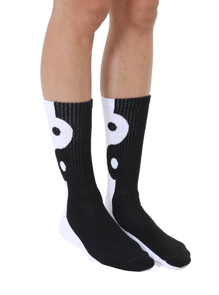 Classic Crew Socks w/ Ribbed Tubing - Yin Yang