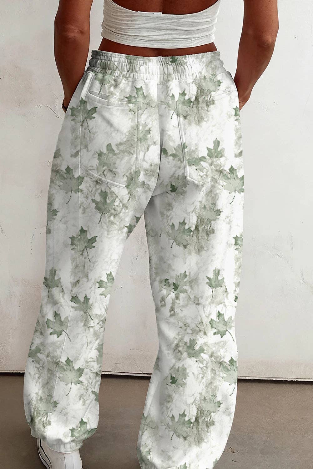 Beige Camo Print Baggy Drawstring Jogger Sweatpants: Beige