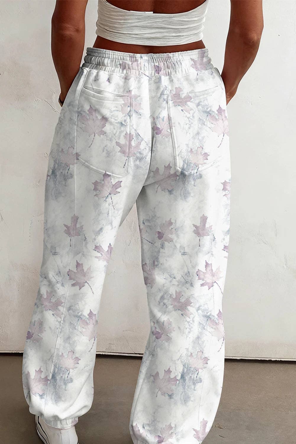 Beige Camo Print Baggy Drawstring Jogger Sweatpants: Beige