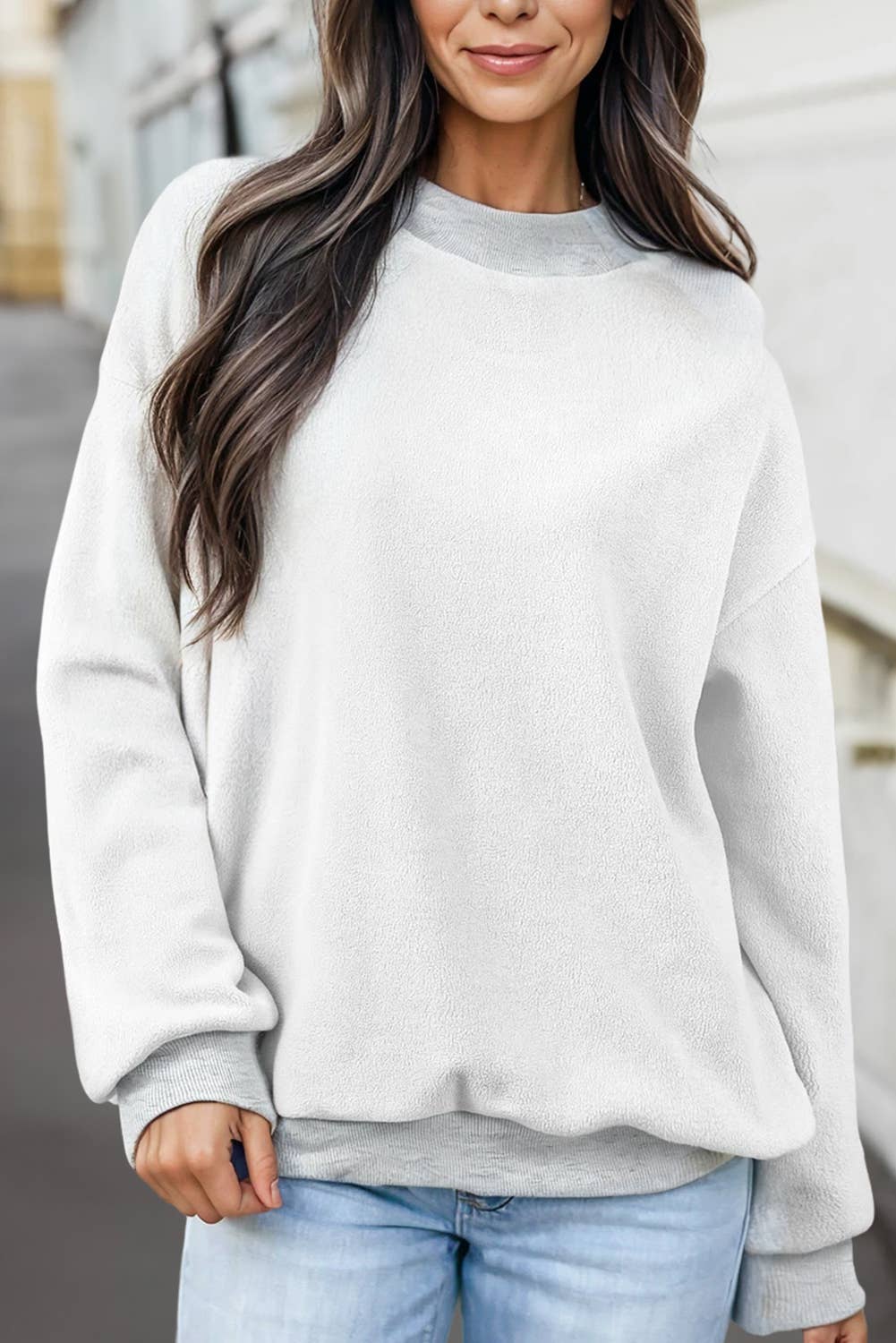Reversible Oversized Mock Neck Sweatshirt