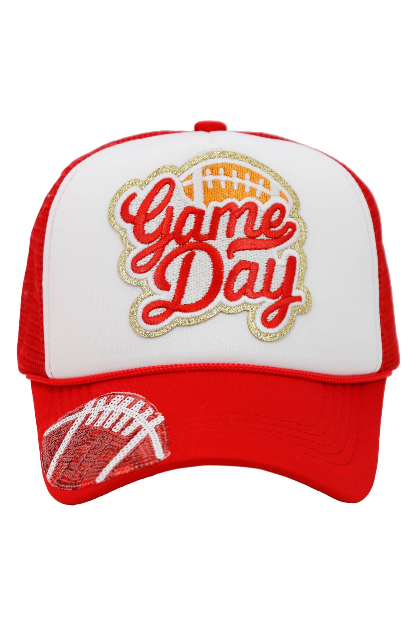Football Gameday Patch Sponge Trucker Hat: White/Kelly Green