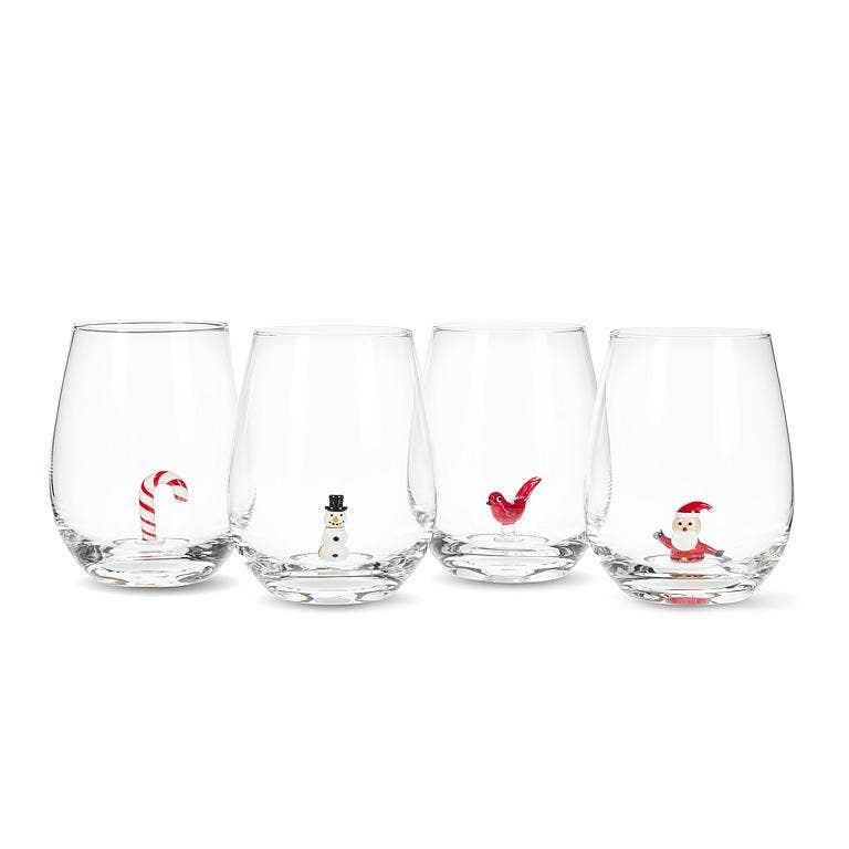 Candy Cane Icon Stemless Wine Glass