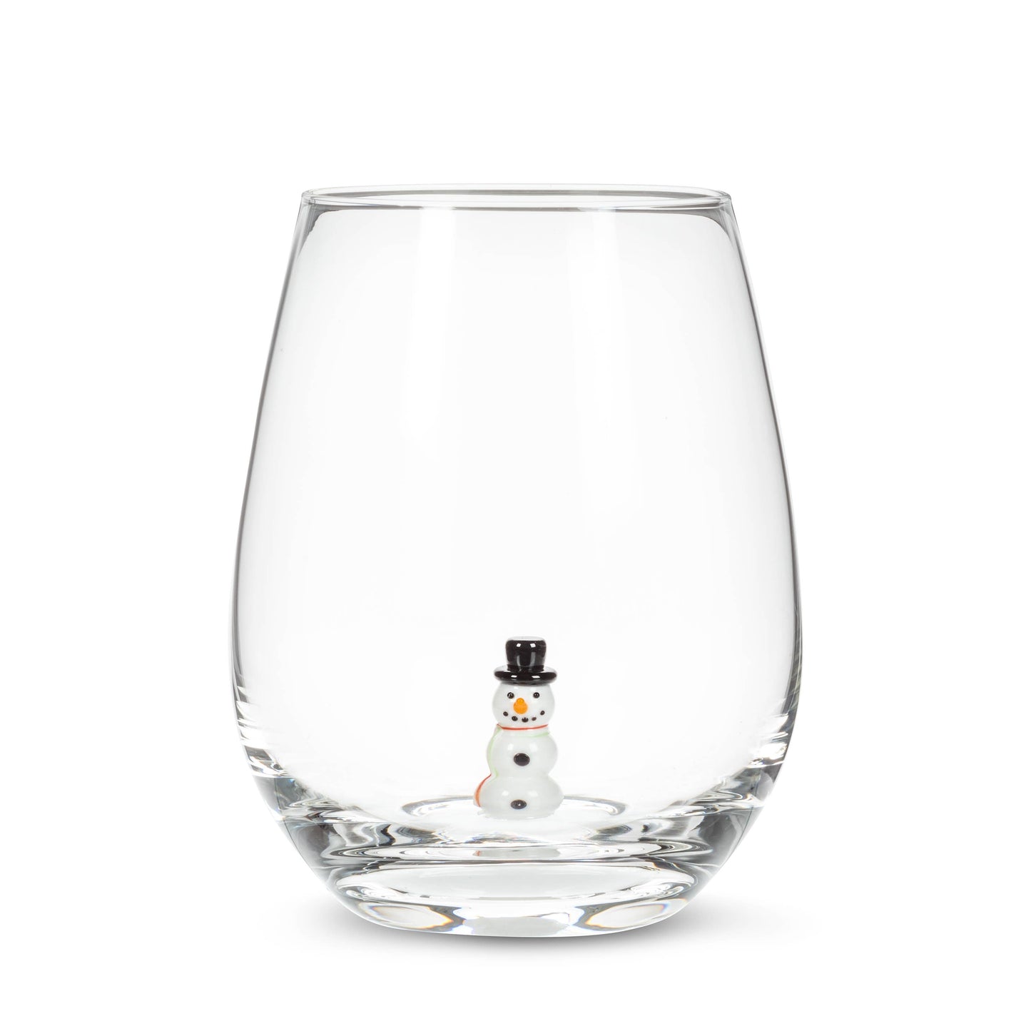 Snowman Icon Stemless Wine Glass