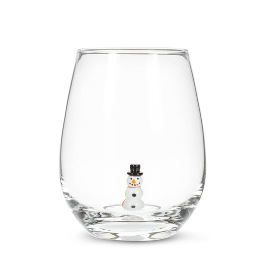 Snowman Icon Stemless Wine Glass