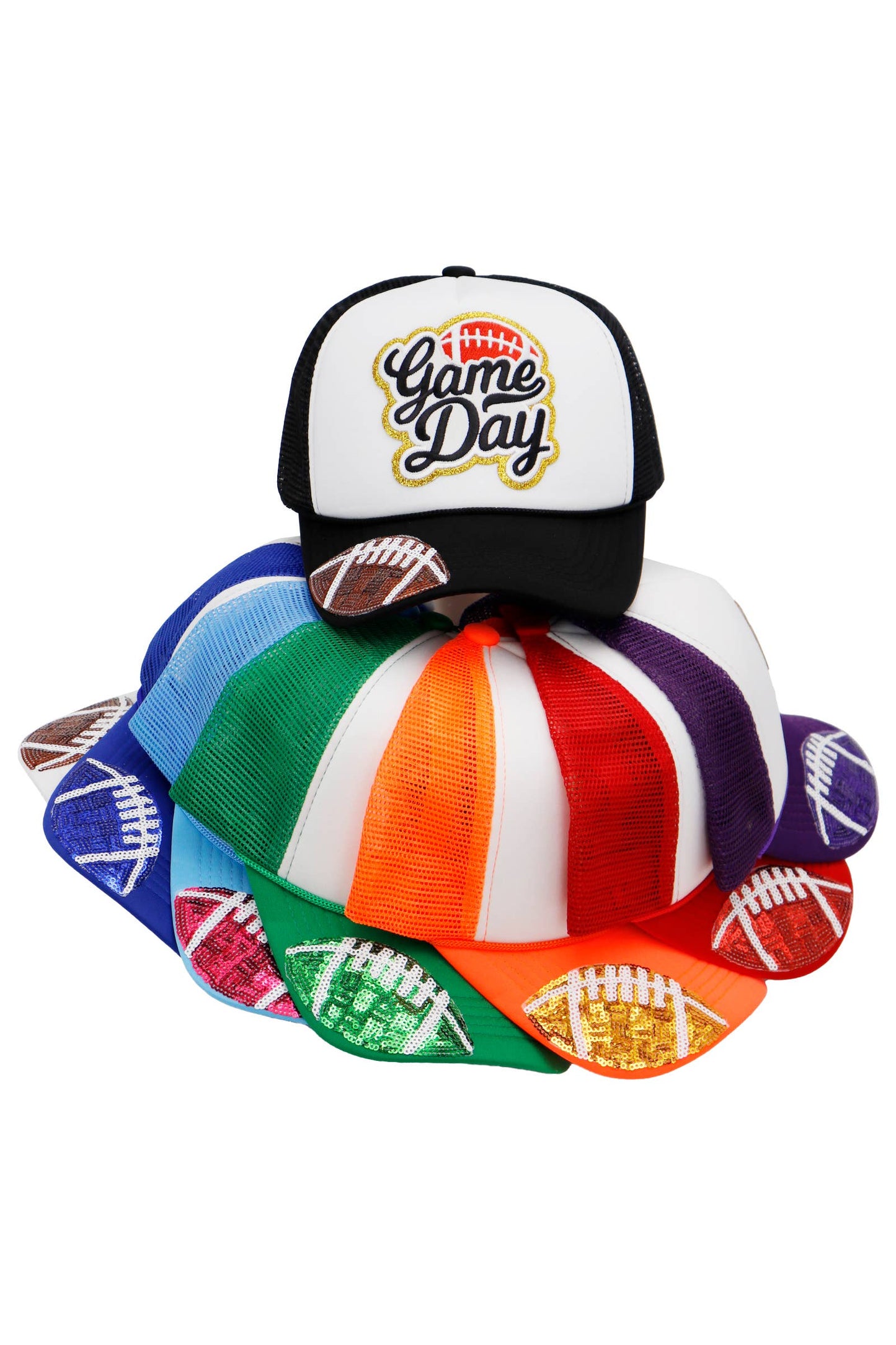 Football Gameday Patch Sponge Trucker Hat: White