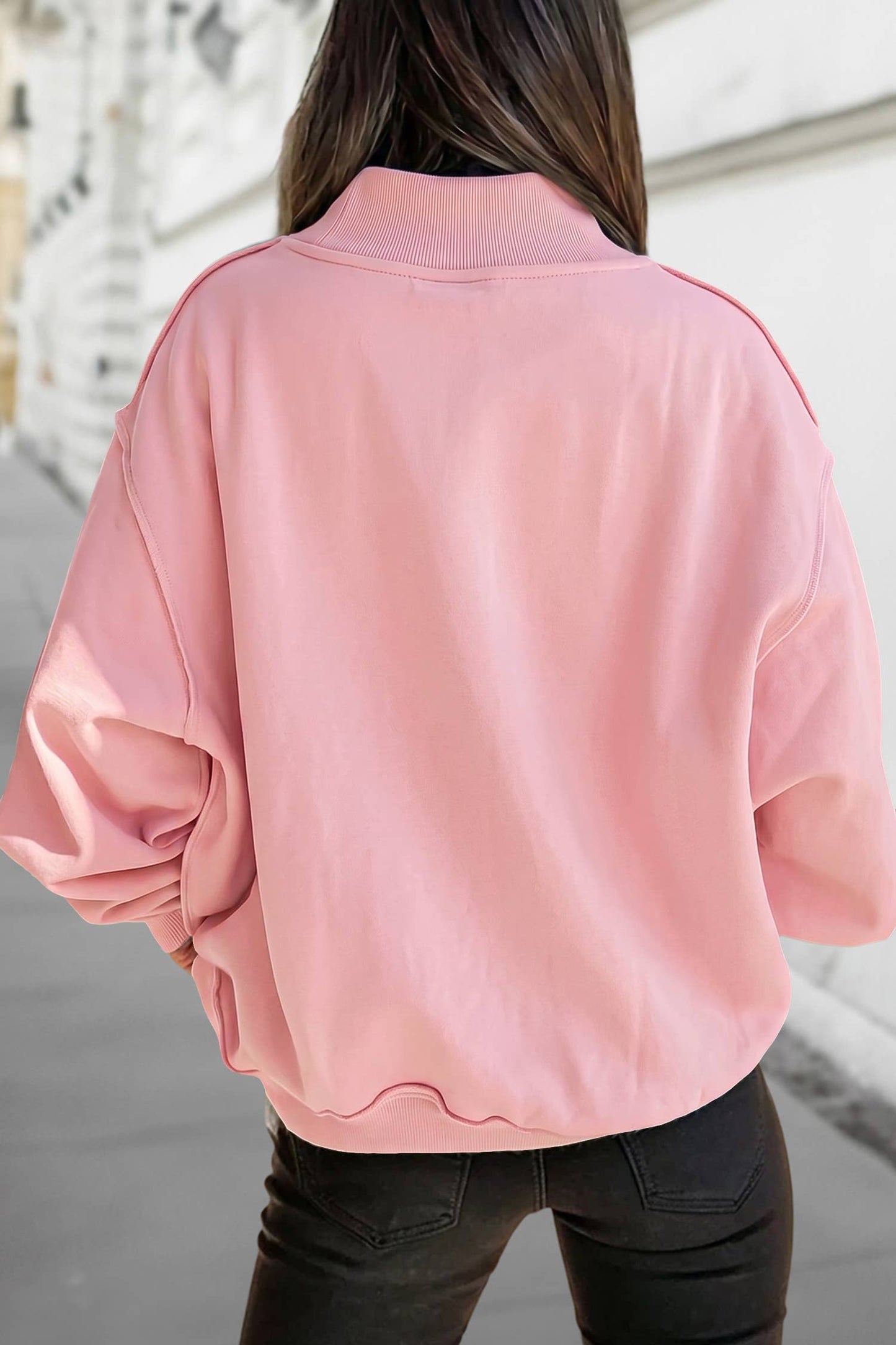 Reversible Oversized Mock Neck Sweatshirt
