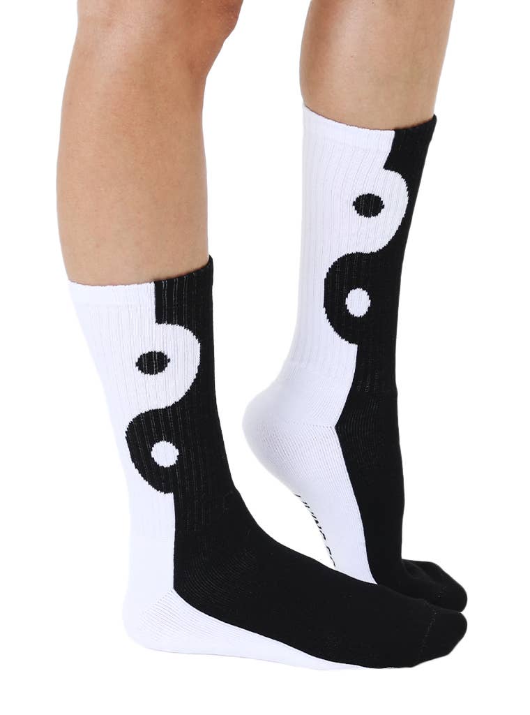Classic Crew Socks w/ Ribbed Tubing - Yin Yang