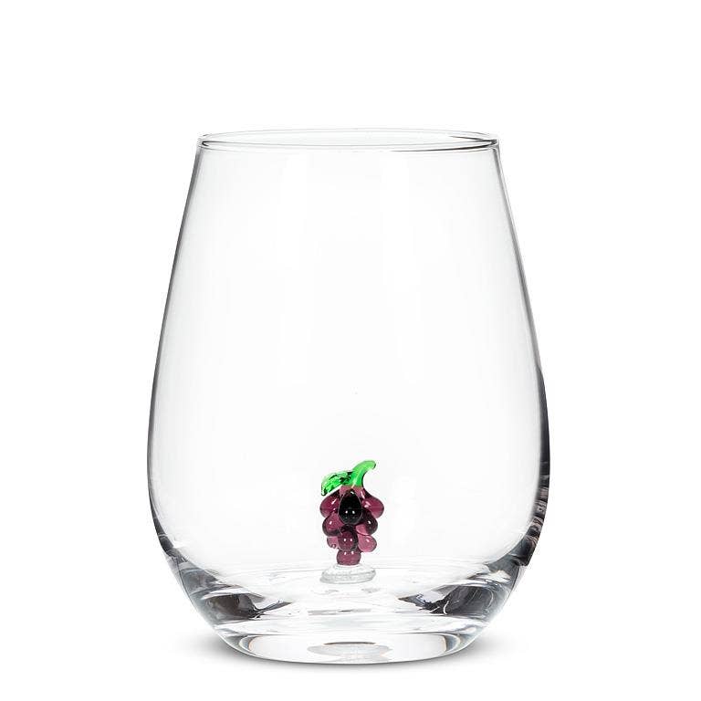Grape Bunch Stemless Wine Glass-4.5"H(20oz)