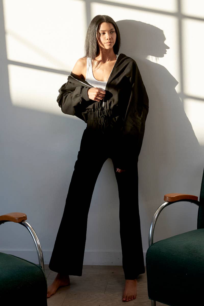 Drop Shoulder Drawstring Waist Jumpsuit