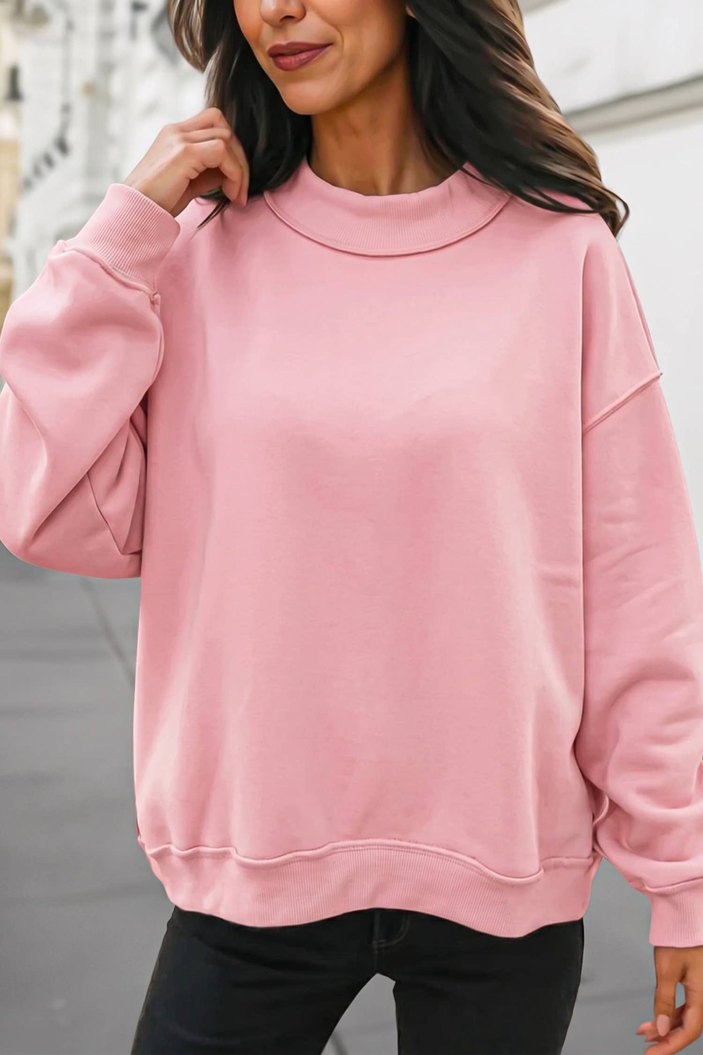 Reversible Oversized Mock Neck Sweatshirt