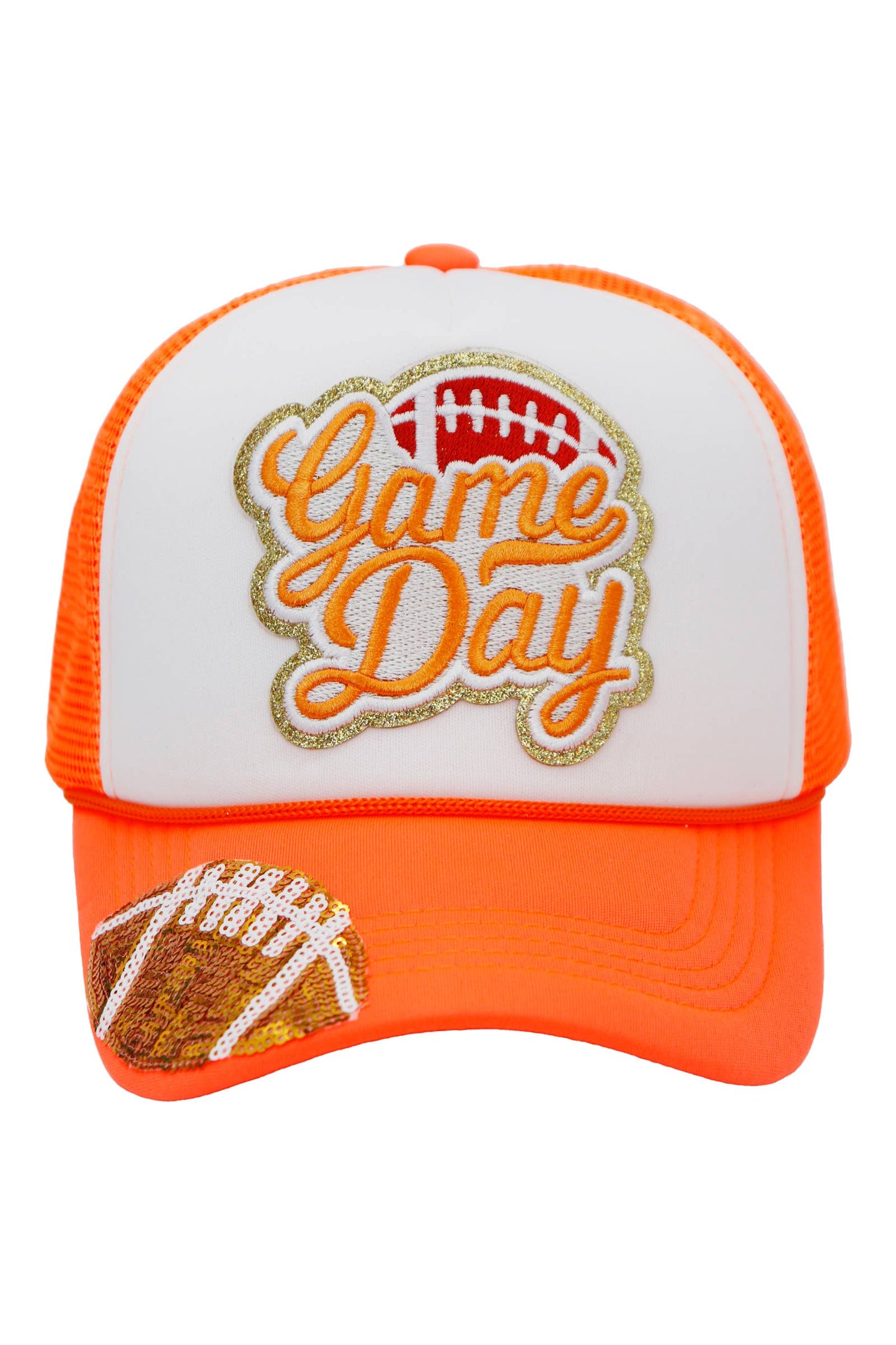 Football Gameday Patch Sponge Trucker Hat: White/Kelly Green
