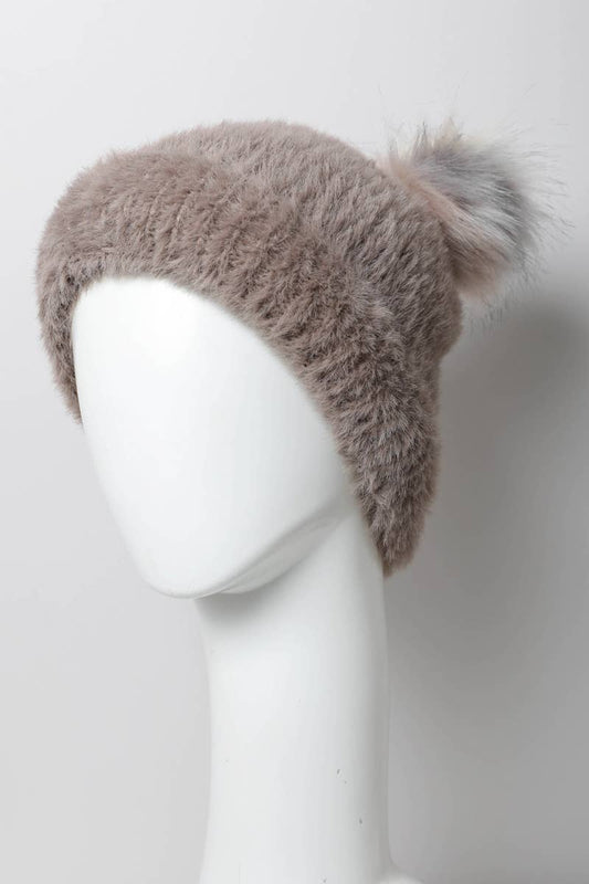 Plush Faux Mohair Knit Beanie for Winter Warmth 🤎: Gray