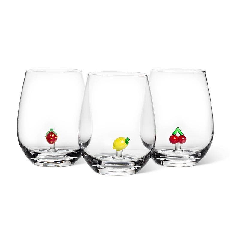 Lemon Icon Stemless Wine Glass-4.5"H(20oz)