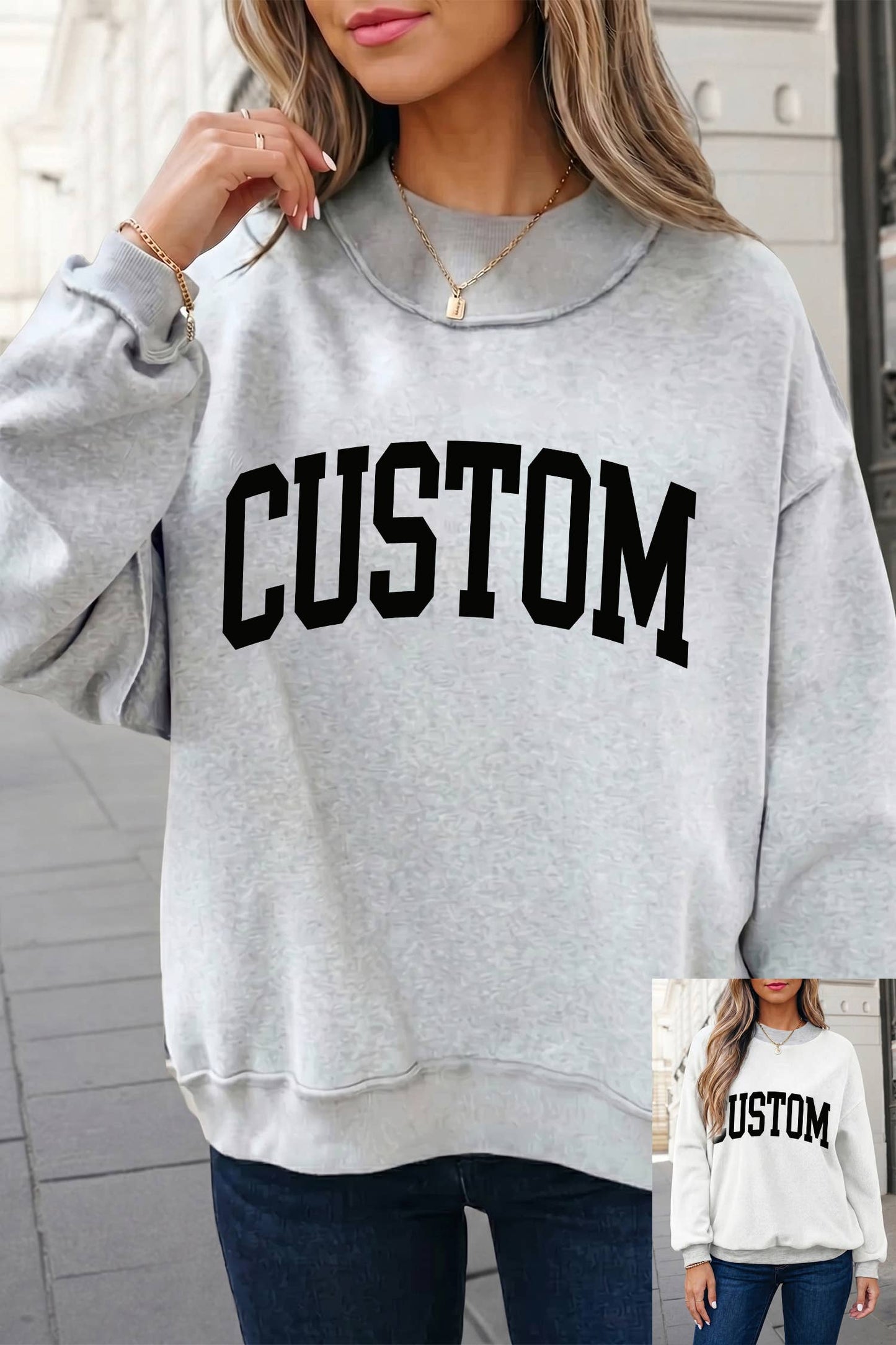 Reversible Oversized Mock Neck Sweatshirt