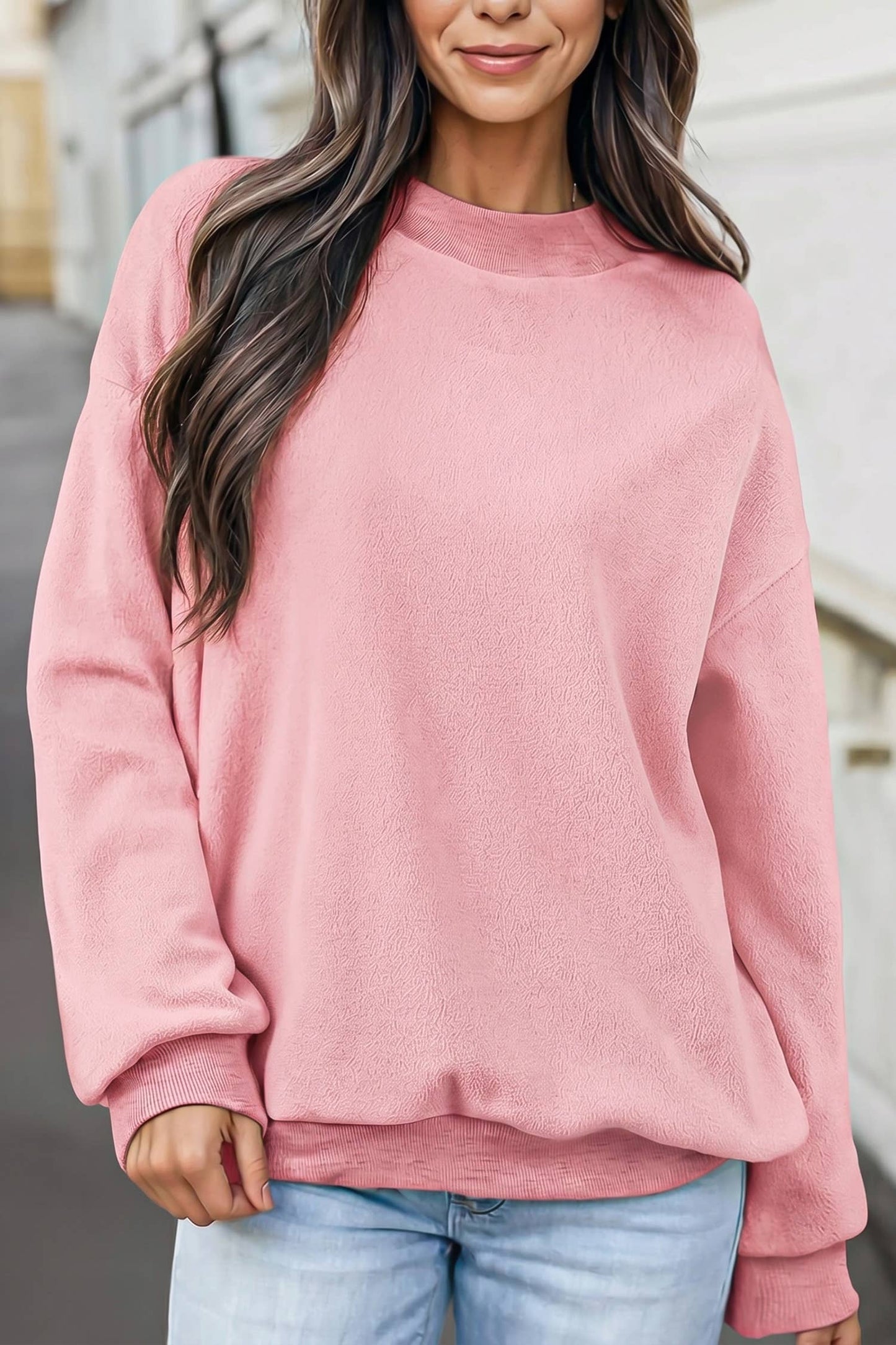 Reversible Oversized Mock Neck Sweatshirt
