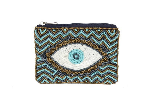 Evil Eye Fully Beaded Ladies Coin Purse