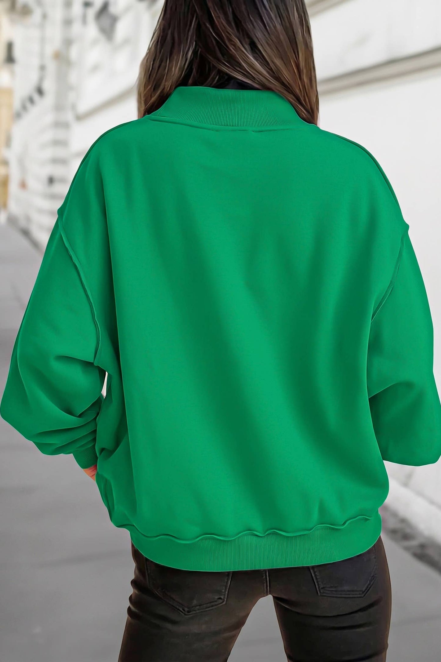 Reversible Oversized Mock Neck Sweatshirt