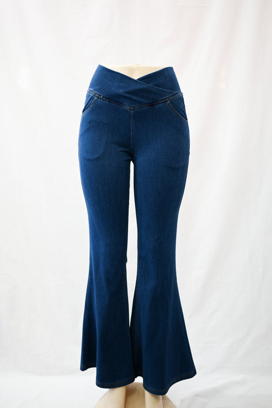 High waisted crossover Sport Flare Jeans