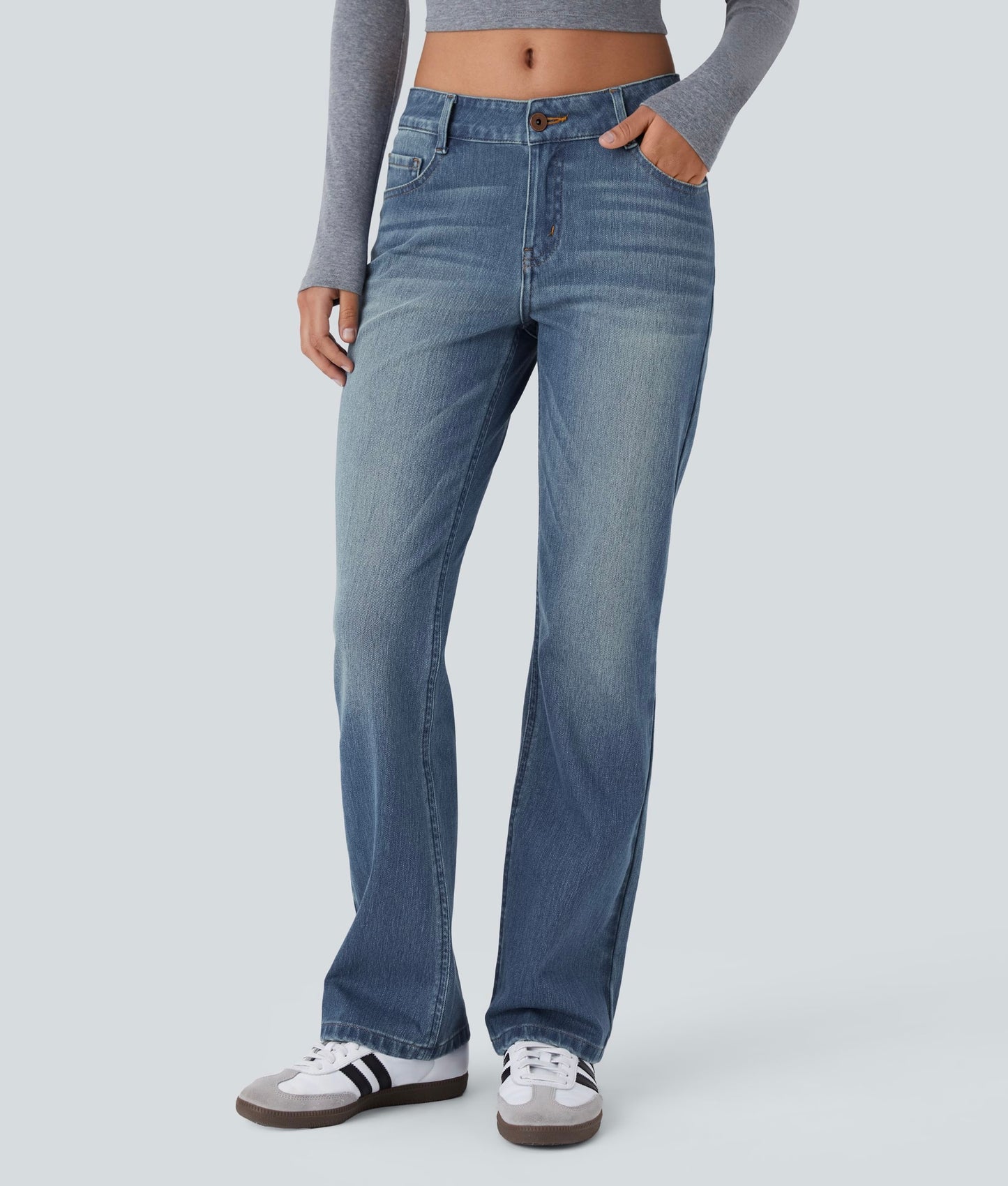 Halara Rise Button ZipperBootcut Jeans