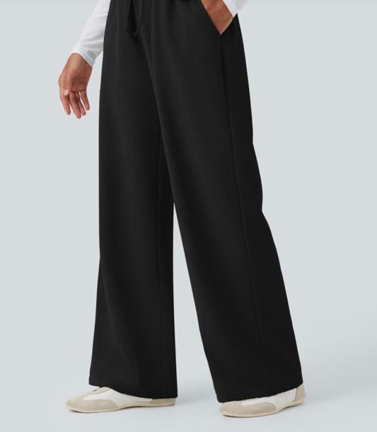 High Waisted Drawstring Casual Flare