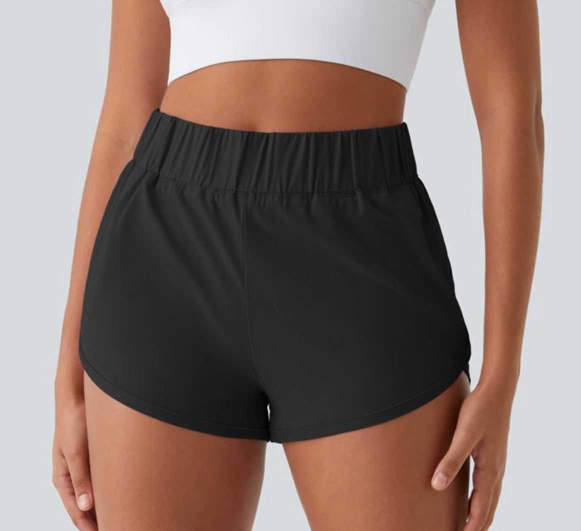 High Waisted Dolphin Hem Shorts