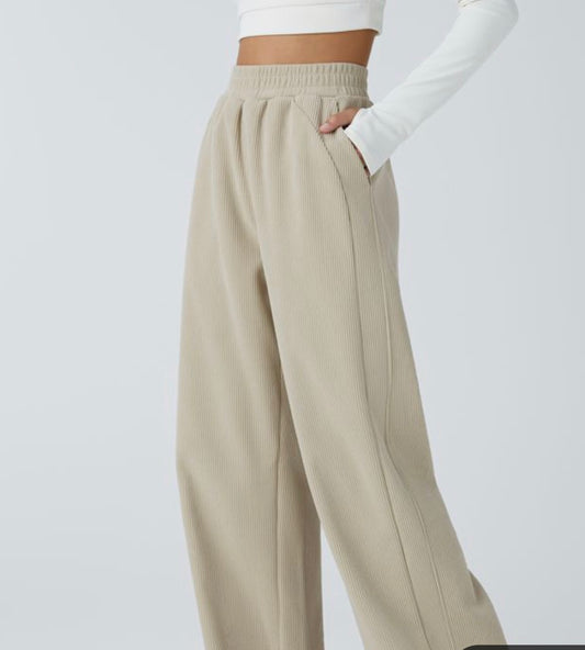 High Waisted Side Pocket Corduroy Pants
