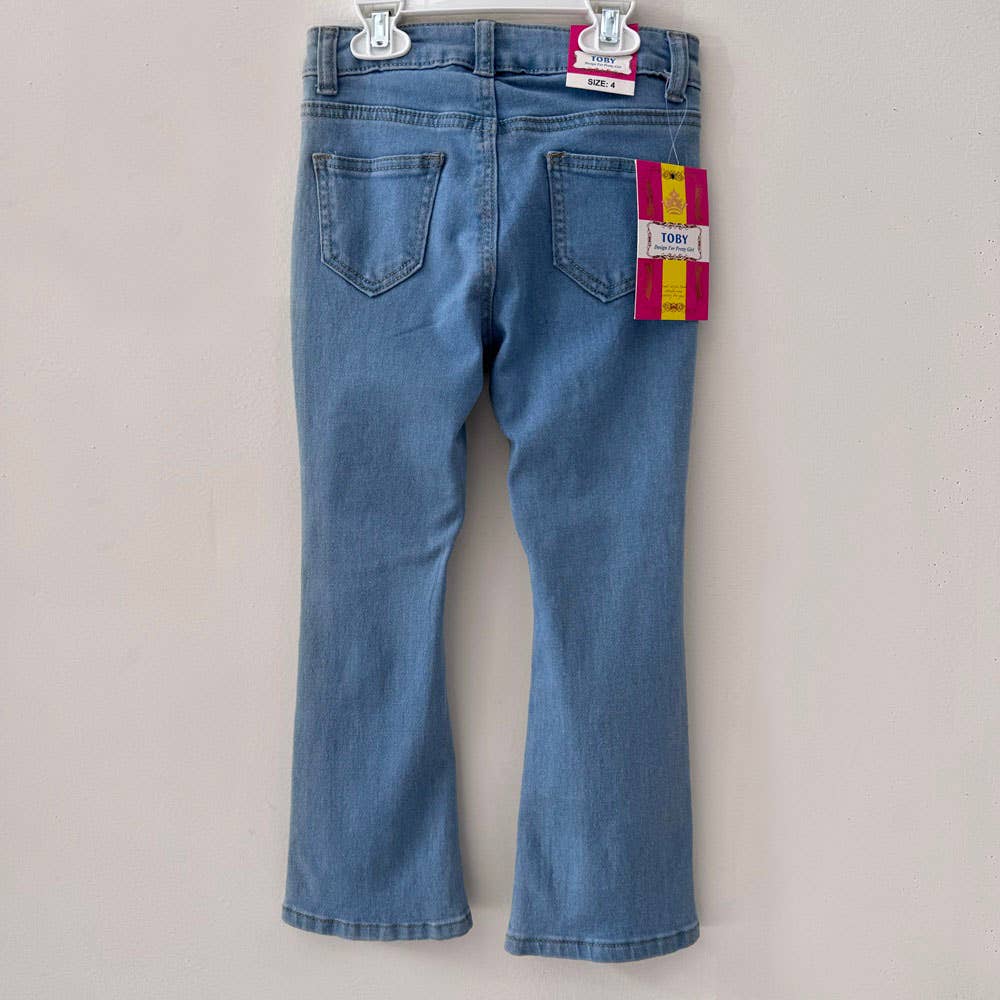 Girls Flare Jean Pant: Indigo