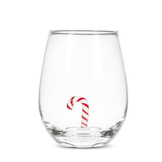 Candy Cane Icon Stemless Wine Glass