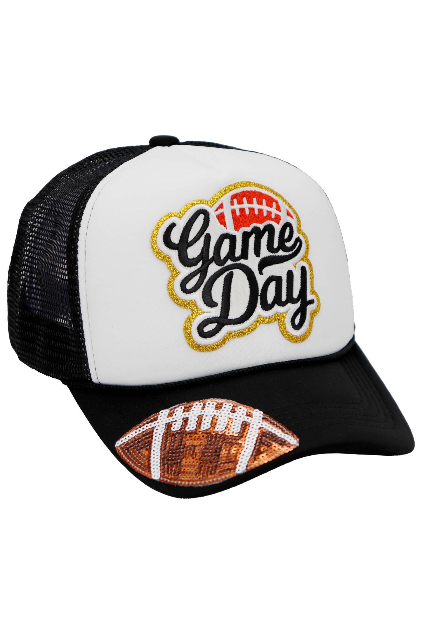 Football Gameday Patch Sponge Trucker Hat: White/Kelly Green