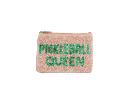 Ladies Fully Beaded  PICKLE BALL QUEEN Coin Purse