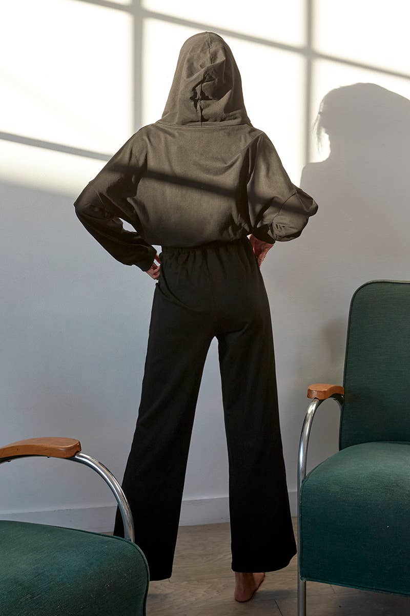 Drop Shoulder Drawstring Waist Jumpsuit