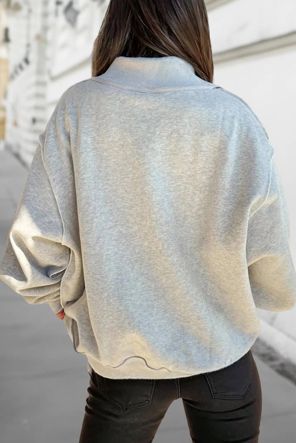 Reversible Oversized Mock Neck Sweatshirt