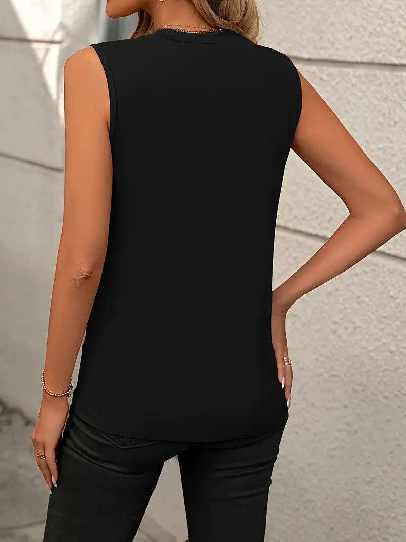 Sleeveless Knit Tank Top Women Loose Fit Solid Color: Lotus