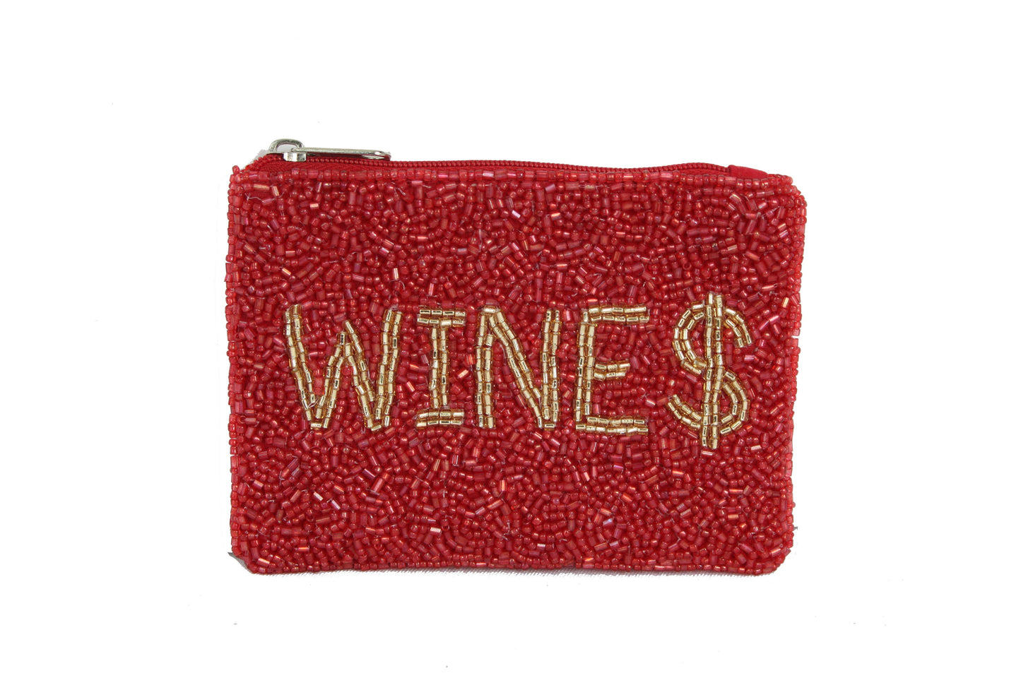 Ladies Fully Beaded WINES Theme Coin Purse