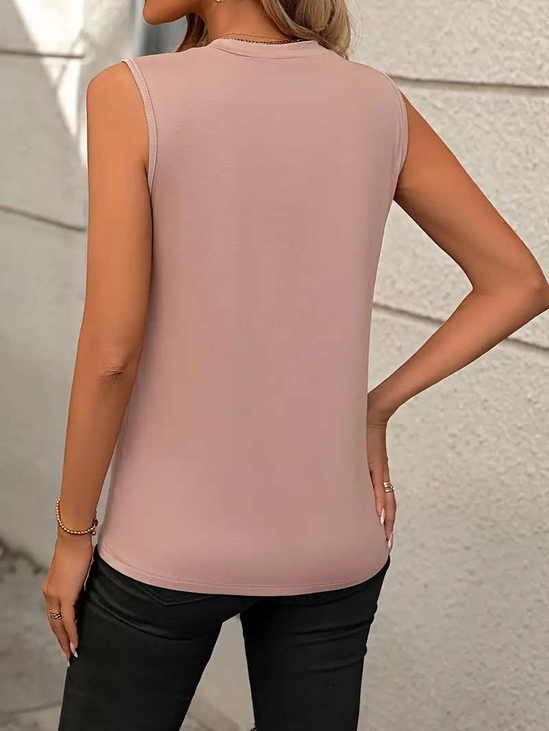Sleeveless Knit Tank Top Women Loose Fit Solid Color: Lotus